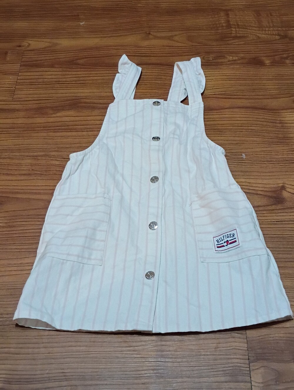 Tommy Hilfiger White Dress Overall with Pink Pinstripes